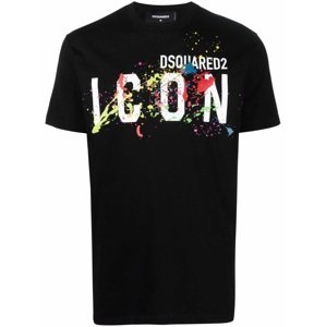 DSQUARED2 Icon Splatted Black tričko Veľkosť: M