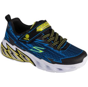 Modro-čierne chlapčenské svietiace tenisky Skechers S-Lights: Light Storm 2.0 - Bolt Brights 400149L-BKBL Veľkosť: 35