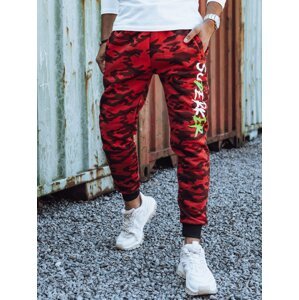 Červené pánske maskáčové jogger tepláky UX4443 Veľkosť: XL
