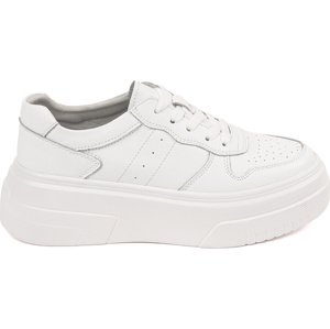 Biele dámske kožené sneakersy na platforme Sergio Leone SP-100W Veľkosť: 37