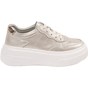 Zlaté dámske kožené sneakersy na platforme Sergio Leone SP-100LT.GO Veľkosť: 37