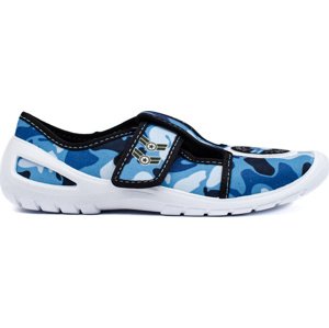 Maskáčové modré papuče na suchý zips 4RX3/8-NEPTUN-NEVADA-MORO Veľkosť: 34