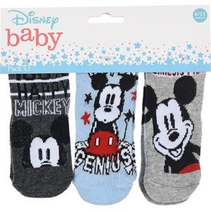 SET TROCH PÁROV PONOŽIEK MICKEY MOUSE - TMAVO ŠEDÁ/MODRÁ/SVETLO ŠEDÁ Veľkosť: 68/80