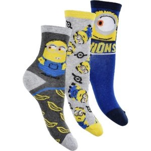 SET CHLAPČENSKÝCH PONOŽIEK MINIONS - SIVÁ/MODRÁ/TMAVOŠEDÁ Veľkosť: 23/26