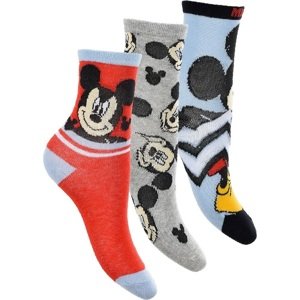 CHLAPČENSKÁ SÚPRAVA PONOŽIEK MICKEY MOUSE - ČERVENÁ-ŠEDÁ-TYRKYSOVÁ Veľkosť: 31/34