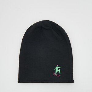 Reserved - Bavlnená čiapka beanie s vyšívaným detailom - Čierna