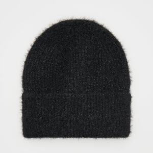 Reserved - Čiapka beanie s metalickými niťami - Čierna