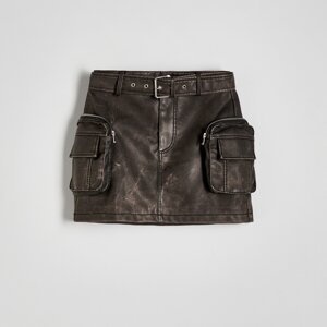 Reserved - Ladies` skirt & belt - Hnědá
