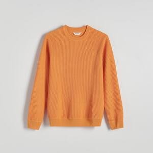 Reserved - Prúžkovaný pletený sveter - Oranžová