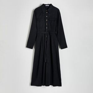 Reserved - Košeľové šaty z lyocellu - Čierna