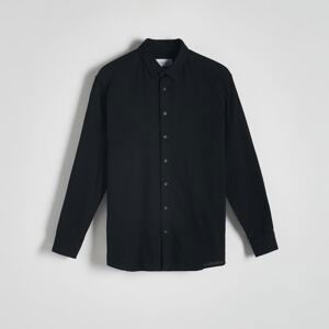 Reserved - Bavlnená košeľa klasického strihu - Čierna