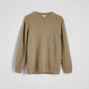 Reserved - Štruktúrovaný sveter - Khaki