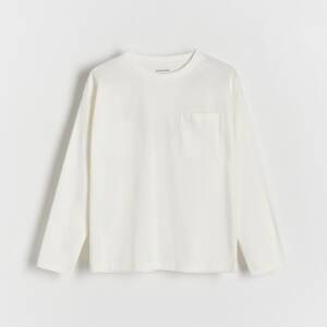 Reserved - Oversize tričko s dlhými rukávmi a vreckom - Krémová