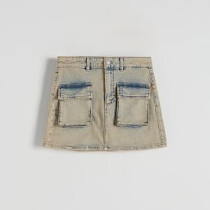 Reserved - Džínsová sukňa s vypraným efektom - Modrá