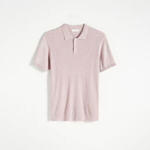 Reserved - Viskózové tričko polo regular fit - Purpurová