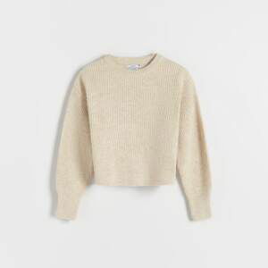 Reserved - Prúžkovaný pletený sveter - Béžová
