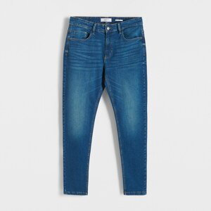 Reserved - Slim džínsy s efektom prania - Modrá