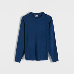 Reserved - Hladký sveter s prímesou vlny - Tmavomodrá