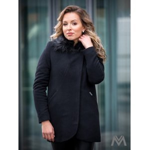 Luxusný dámsky kabát s kožušinkou DEYSI čierny, Veľkosť  40