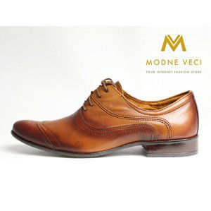 Hnedé elegantné topánky - kožené model 126, Veľkosť 39