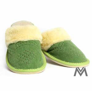 Dámske kožené papuče Model 16 zelené zateplené, Veľkosť 36