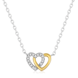 SOFIA strieborný náhrdelník spojené srdcia IS028CT646PLWH