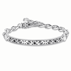 THOMAS SABO strieborný náramok Blackened bracelet with pattern A2146-643-21