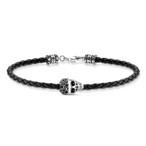 THOMAS SABO strieborný kožený náramok Skull silver A2055-805-11