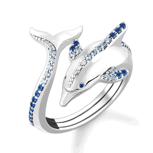 THOMAS SABO prsteň Dolphin with blue stones TR2384-644-1