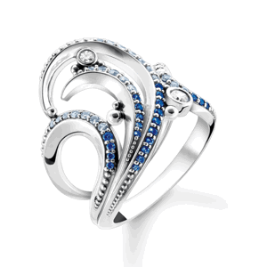 THOMAS SABO prsteň Wave with blue stones TR2378-644-1