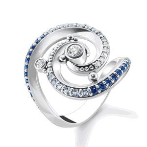 THOMAS SABO prsteň Wave with blue stones TR2381-644-1