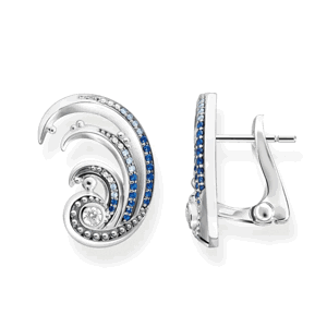 THOMAS SABO náušnice Wave with blue stones H2225-644-1