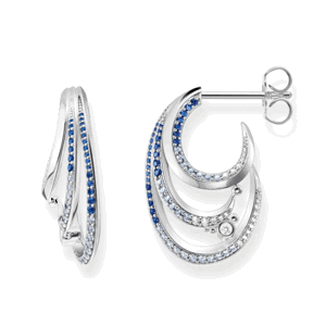 THOMAS SABO náušnice Wave with blue stones H2230-644-1