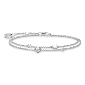 THOMAS SABO strieborný náramok Hearts and white stones silver A2057-051-14