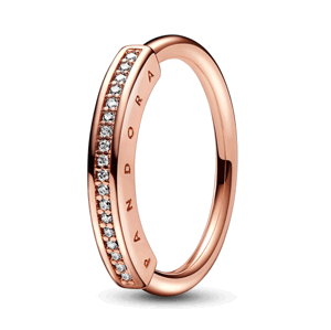 PANDORA pozlátený prsteň Signature I-D Pavé 182283C01