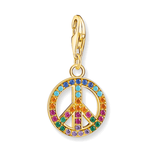 THOMAS SABO strieborný prívesok charm Peace with colourful stones gold 1898-488-7