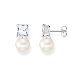 THOMAS SABO náušnice Pearl with white stone silver H2248-167-14