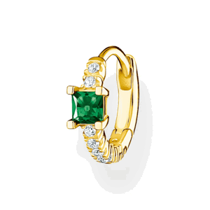 THOMAS SABO kusová náušnica Green stone with white stones gold CR691-971-7