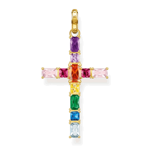 THOMAS SABO prívesok Cross colourful stones pavé gold PE939-996-7