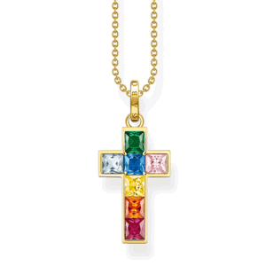 THOMAS SABO náhrdelník Cross colourful stones gold KE2166-996-7-L45V