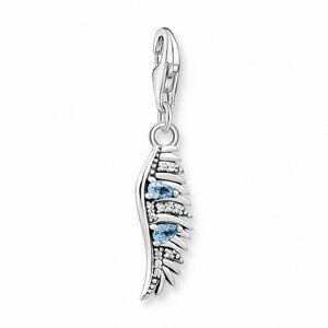 THOMAS SABO strieborný prívesok charm Feather with blue stones silver 1905-644-1