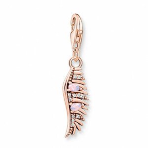 THOMAS SABO strieborný prívesok charm Feather with pink stones rose gold 1906-323-9