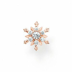 THOMAS SABO kusová náušnica Snowflake with white stones rose gold H2260-416-14