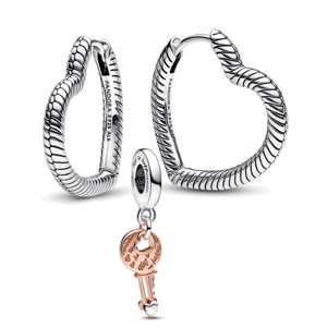 PANDORA set náušnice s korálkou Heart 292236C00+782510C00