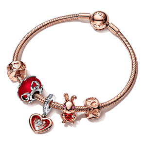 PANDORA pozlátený náramok Radiant Heart 580728+2x781978+782450C01+782471C01+792497C01