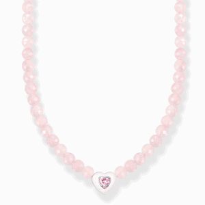 THOMAS SABO náhrdelník Heart with beads of rose quartz KE2181-035-9
