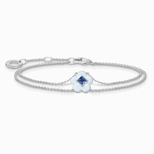 THOMAS SABO strieborný náramok Flower with blue stone A2093-496-1