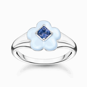 THOMAS SABO prsteň Flower with blue stone TR2433-496-1