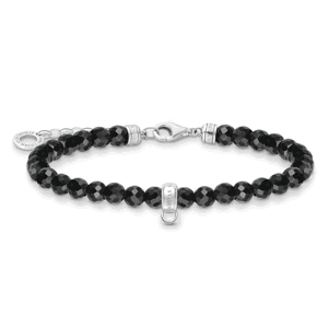 THOMAS SABO strieborný náramok na charm Black onyx beads A2097-130-11