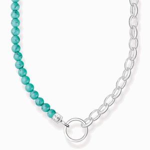 THOMAS SABO náhrdelník na charm Turquoise beads and chain links silver KE2188-404-17